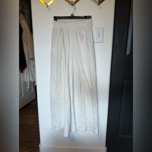 Divided wide leg white sweatpants